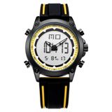 Relógio Esportivo Masculino Quartzo Digital Duplo Movimento Á Prova D&#39;água Amarelo
