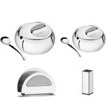 Kit Para Farinha, Açúcar Porta Guardanapo E Paliteiro Tramontina Service Em Aço Inox 14 Cm 2 Peças