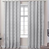 Cortina Dalia Jacquard Estampado Floral 2,00m X 1,70m Sala Quarto Varão 2m - Cinza