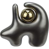 Escultura Decorativa Enfeite Casa Abstrata Home&amp;co Resina 19x21x8cm Prata