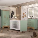 Quarto De Bebê Com Guarda Roupa 3 Porta 2 Gavetas Cômoda 4 Gavetas 1 Porta E Berço 3 Em 1 Catavento Maya Rodial