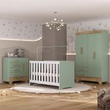 Quarto De Bebê Com Guarda Roupa 4 Portas 2 Gavetas Cômoda 4 Gavetas 1 Porta E Berço 3 Em 1 Catavento Maya Rodial