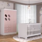 Quarto De Bebê Com Guarda Roupa 4 Portas 3 Gavetas Com Janela Berço 3 Em 1 Maya Rodial