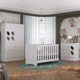 Quarto De Bebê Com Guarda Roupa 4 Portas 3 Gavetas Cômoda 4 Gavetas 1 Porta Com Janela E Berço 3 Em 1 Maya Rodial