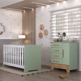 Quarto De Bebê Com Cômoda 4 Gavetas 1 Porta E Berço 3 Em 1 Catavento Maya Rodial