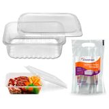 Pote Retangula 250ml C/25 Marmita Fitness Freezer Microonda