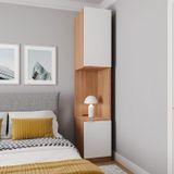 Mesa De Cabeceira Modular Direita 2 Portas 1 Gaveta Hera Cabecasa Madeiramadeira Louro/branco Geada