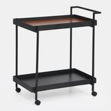 Carrinho Bar Buffet Boulevard Aparador Cozinha Gourmet Industrial Preto/nozes