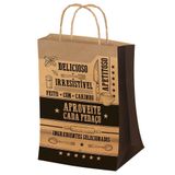 Sacola Com Alça Para Entrega-delivery Embalagem De Papel Kraft Com Frases Tamanho Médio Com 50 Unidades