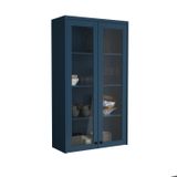 Cristaleira 80cm 2 Portas Com Vidro Cozinha Sevilha Azul Órion
