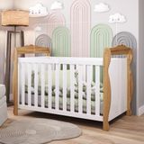 Berço Mini Cama 3 Em 1 Americano 100% Mdf Cocada Branco Brilho/amêndoa