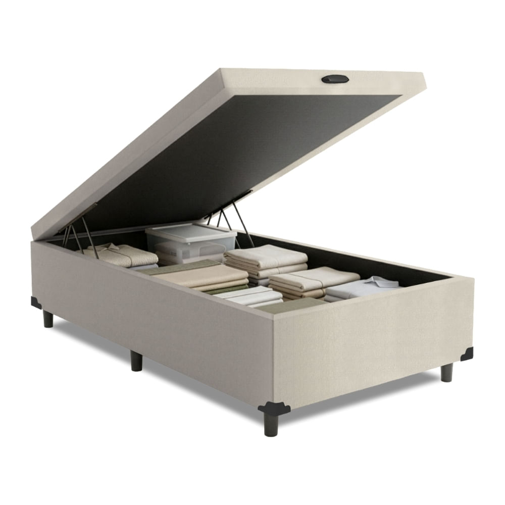 Cama Box Com Baú 0,96m Com 41cm De Altura Prince Branco