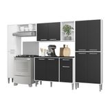 Cozinha Compacta Com Armário E Balcão Xangai Classic Multimóveis Branca/preta