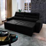 Sofá Retrátil/reclinável Arizona 2,30m Suede Velut Preto - King House