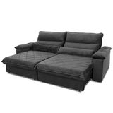Sofá Retrátil/reclinável Grécia 2,50m Suede Velut Cinza C/ Molas No Assento - King House