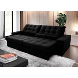 Sofá Retrátil/reclinável Zurique 2,70m Suede Velut Preto C/ Molas No Assento - King House