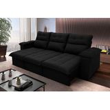 Sofá Retrátil/reclinável Verona 2,30m Suede Velut Preto C/ Molas No Assento - King House