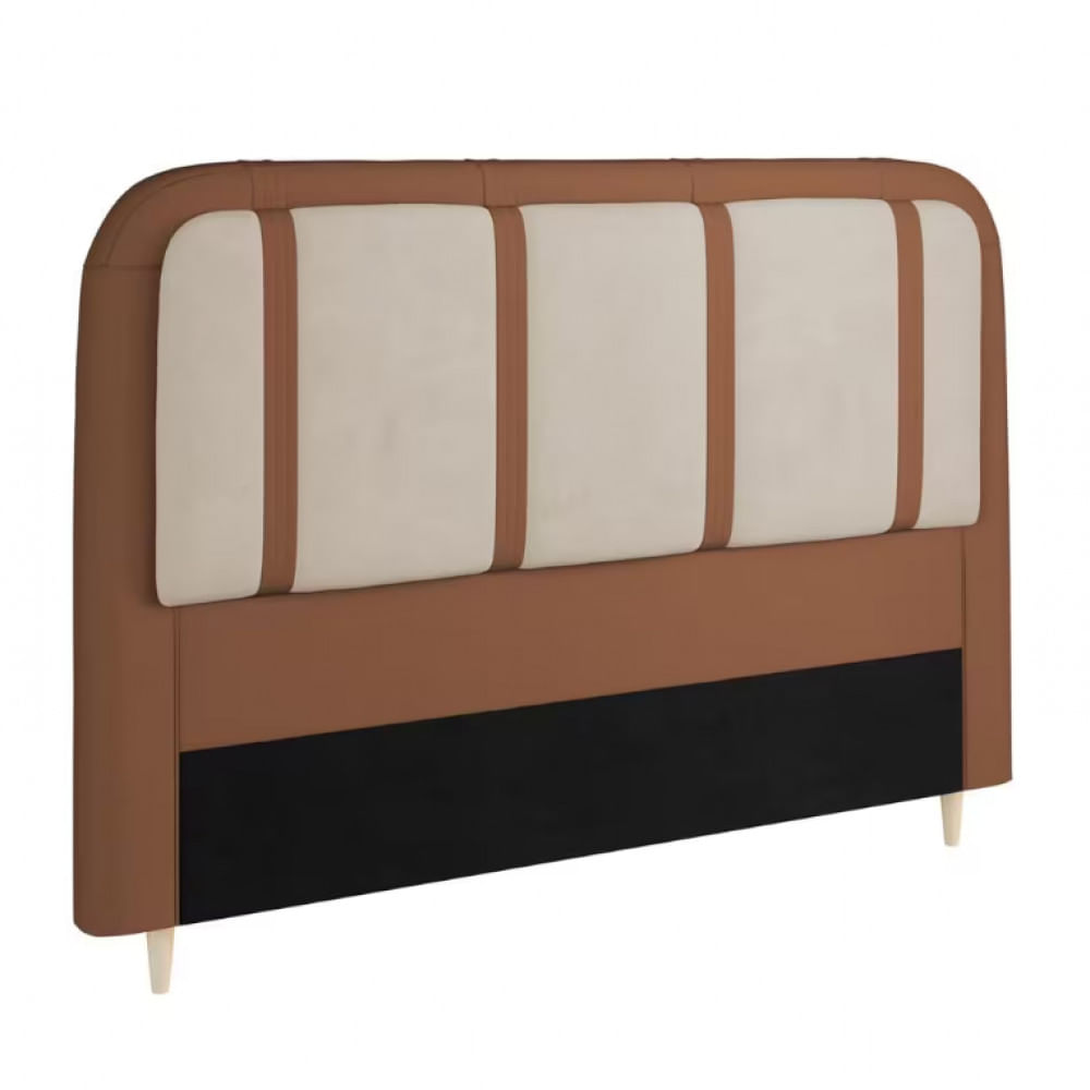 Cabeceira Para Cama Box Queen Dobuê Leon Com Revestimento Em Veludo E Corino