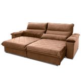 Sofá Retrátil/reclinável Grécia 2,70m Suede Velut Bege C/ Molas No Assento - King House