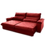 Sofá Retrátil/reclinável Grécia 2,70m Suede Velut Vermelho C/ Molas No Assento - King House