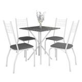 Mesa De Jantar Quadrada Fabone Brisa Com 4 Cadeiras Estofadas