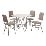 Mesa De Jantar Quadrada Aço Nobre Veneza Com 4 Cadeiras Estofadas E Revestidas