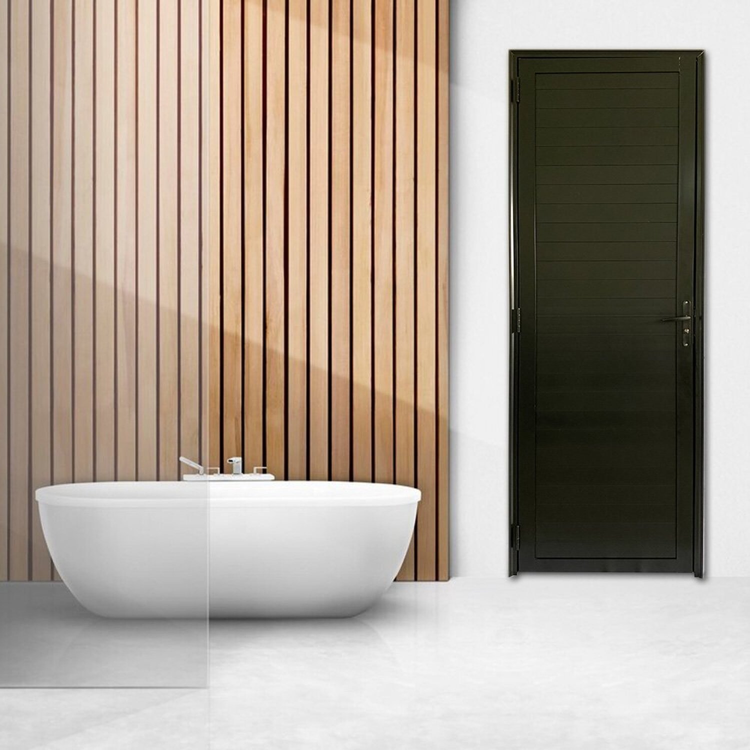 Porta Lambril Com Maçaneta E Fechadura De Banheiro Linha Veneza 210 X 80 Lado Direito Preto