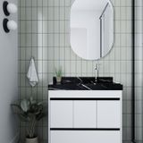 Gabinete/toucador Para Banheiro Anna 80cm Com Cuba Esculpida Em Porcelanato Branco