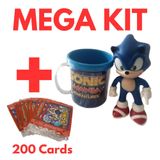 Top Mega Kit Boneco + 200 Cards + Caneca Sonic Azul +/- 15