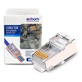 100 Conectores Rj45 Blindado Vazado Exbom Cont-rj45vm100