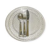 Kit Mesa Posta Jantar 6 Pratos Acrílico 25cm + 18 Talheres