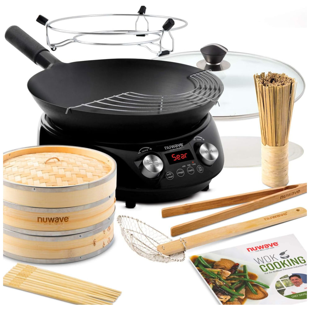 Cooktop De Indução Portátil Com Controle De Temperatura, Livro De Receitas Wok,