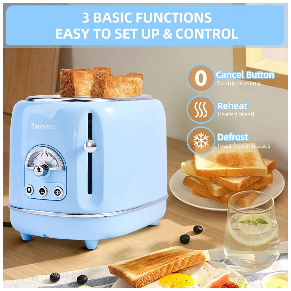 Torradeira Eletrica Retro 2 Fatias Com 6 Niveis De Tostagem Em Aco