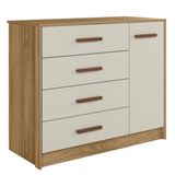 Comoda Infantil 04 Gavetas 01 Porta 4250 Nature Off White Plla