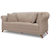 Sofa 2 Lugares Retro Polo 180cm Com Almofada Linho Areia Ezz Areia