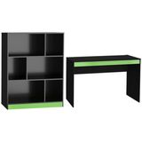 Mesa E Estante Para Escritorio Gamer B28 Preto Verde Novam