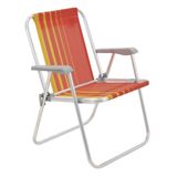 Cadeira De Praia Camping Alumínio Samoa Cores Tramontina Cor:laranja Laranja