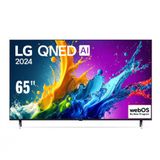 Smart TV 65 QNED 4K LG 65QNED80T com processador AI α5 4K Gen7, webOS 24, AI Acoustic Tuning, Brilho IA, HDR10 Pro, Wi-Fi e Local Dimming