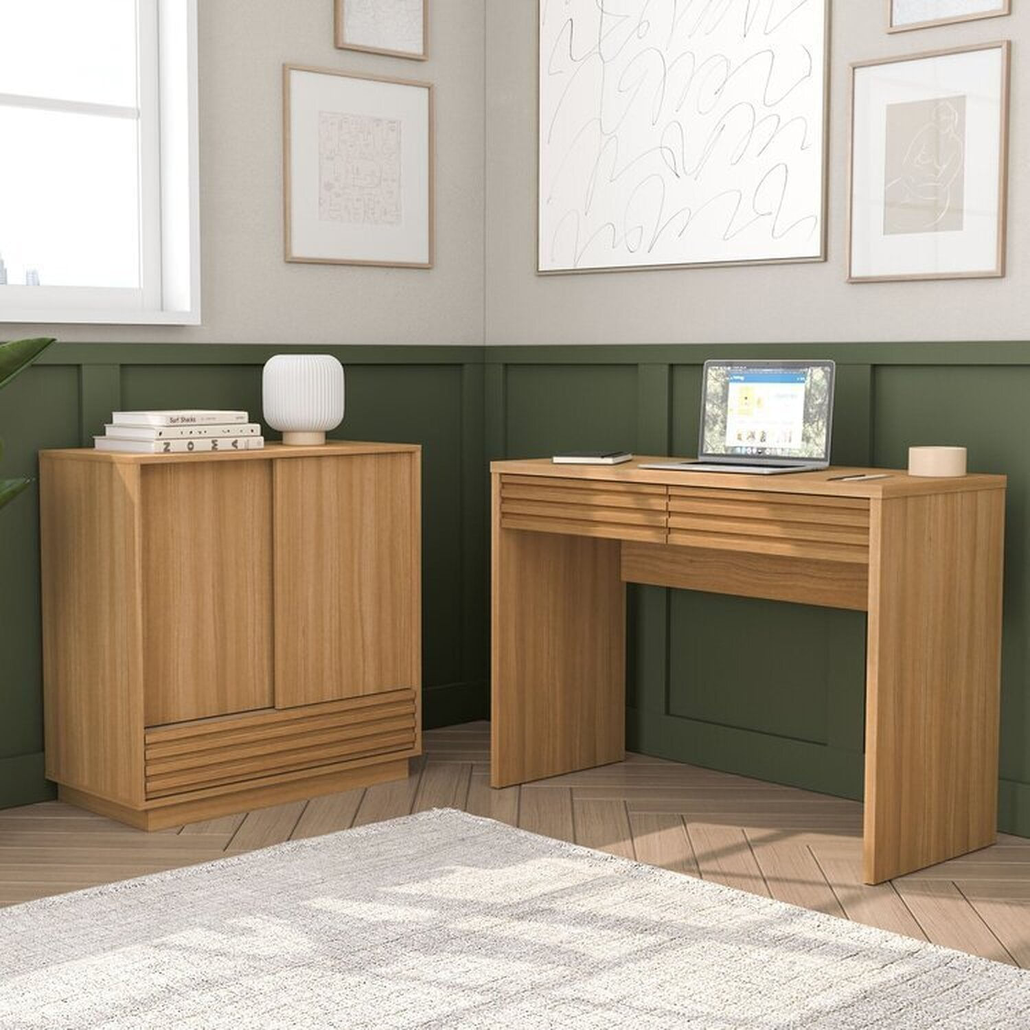 Conjunto De Escritório Com Escrivaninha E Armário Samambaia Cabecasa Madeiramadeira Carvalho