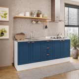 Cozinha Pérola Com Rodapé 2 Peças Balcão 2 Gavetas 3 Portas E Balcão 2 Portas Yescasa Branco/azul