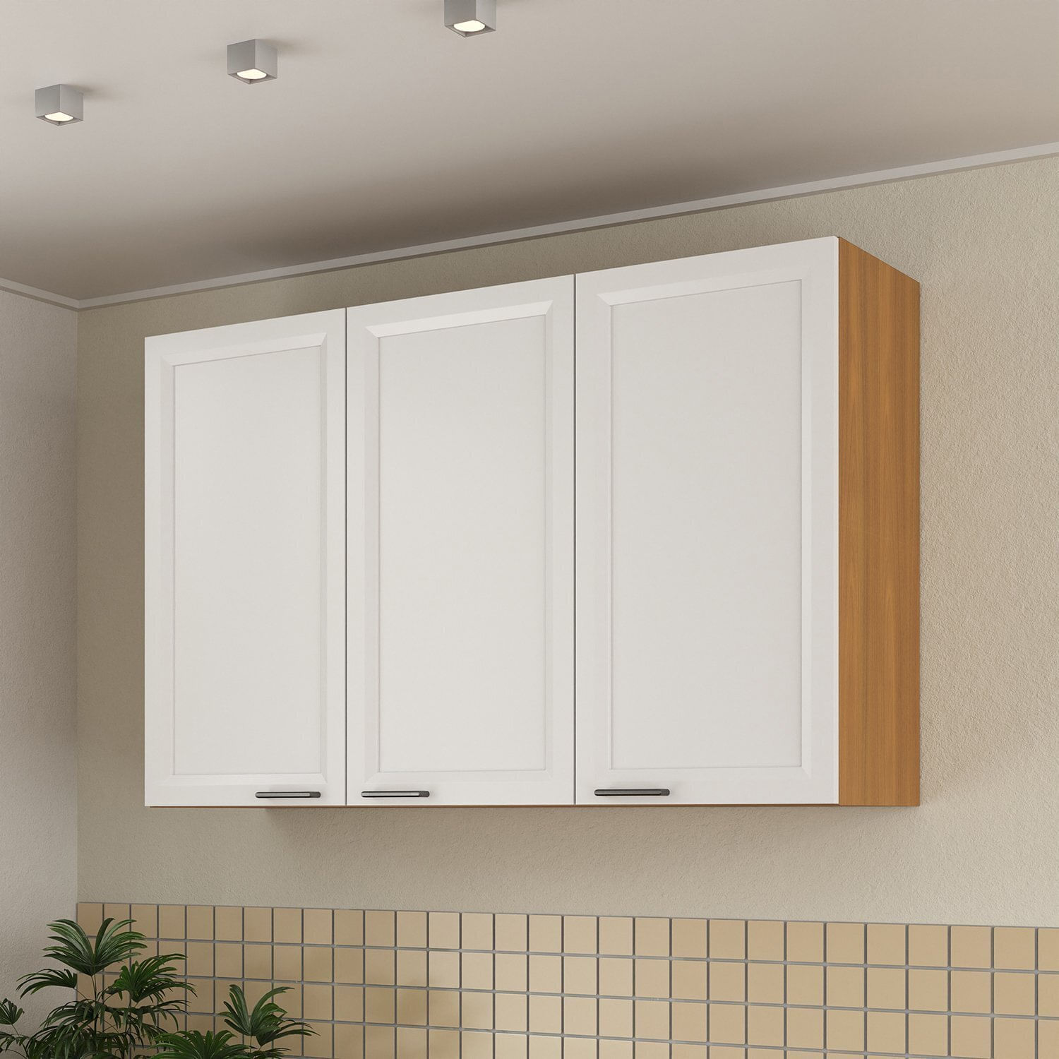 Armário Aéreo Triplo 120cm Soho Cabecasa Madeiramadeira Freijó/branco