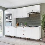 Cozinha Pérola Completa 5 Peças Torre Quente Aéreo 3 Portas Balcão 120 Balcão 80 E Basculante Yescasa Branco