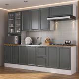 Cozinha Compacta 5 Peças 1 Paneleiro Duplo 2 Aéreos 2 Balcões Soho Cabecasa Madeiramadeira Branco/grafite