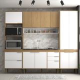 Cozinha Armário Modulado 4 Peças 240 Cm Comprimento Ágata Nogal/branco