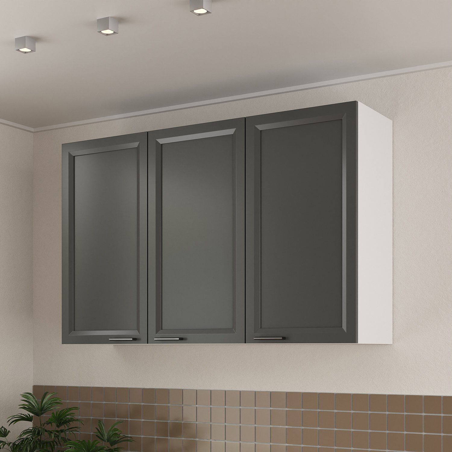 Armário Aéreo Triplo 120cm Soho Cabecasa Madeiramadeira Branco/grafite