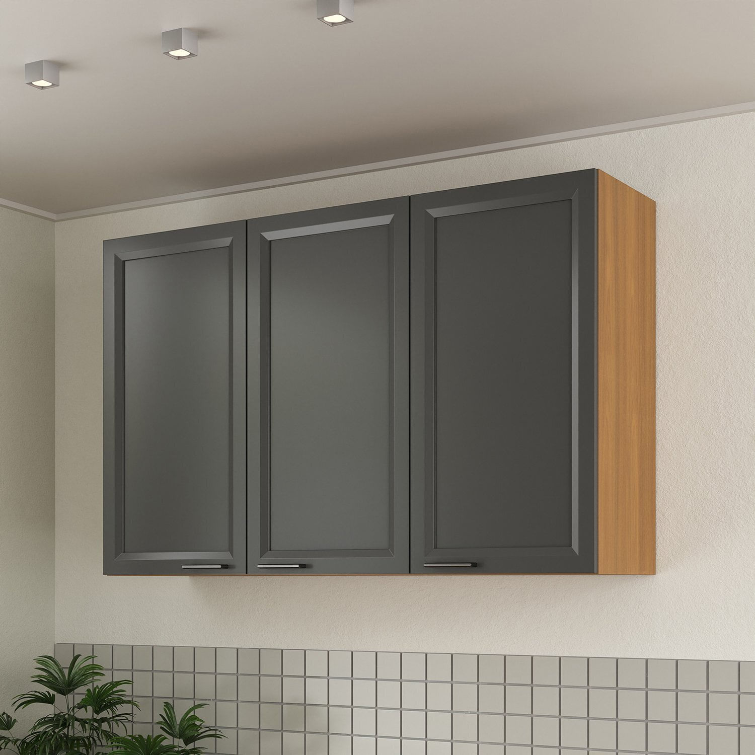 Armário Aéreo Triplo 120cm Soho Cabecasa Madeiramadeira Freijó/grafite