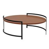 Mesa De Centro Redonda Lia – Apoio Decorativo Em Ferro Para Sala Preto/castanho