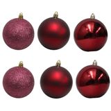Bolinha De Natal Mix De Modelos C- 6 Peças 8cm- Vinho - Chibrali