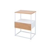 Mesinha Lucy 1 Gaveta Cabeceira Apoio Lateral Cama Sofa Branco/damasco