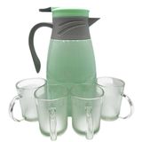Kit Garrafa Térmica 1 Litro 4 Xicaras Canecas Vidro 220ml